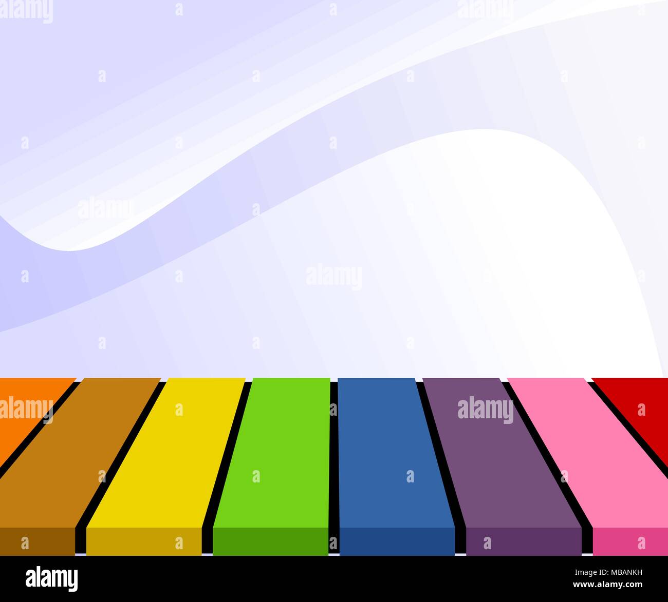 Leere bunte Tischplatte Display über blauen Gradienten Hintergrund. Vector Illustration, EPS 10. Stock Vektor