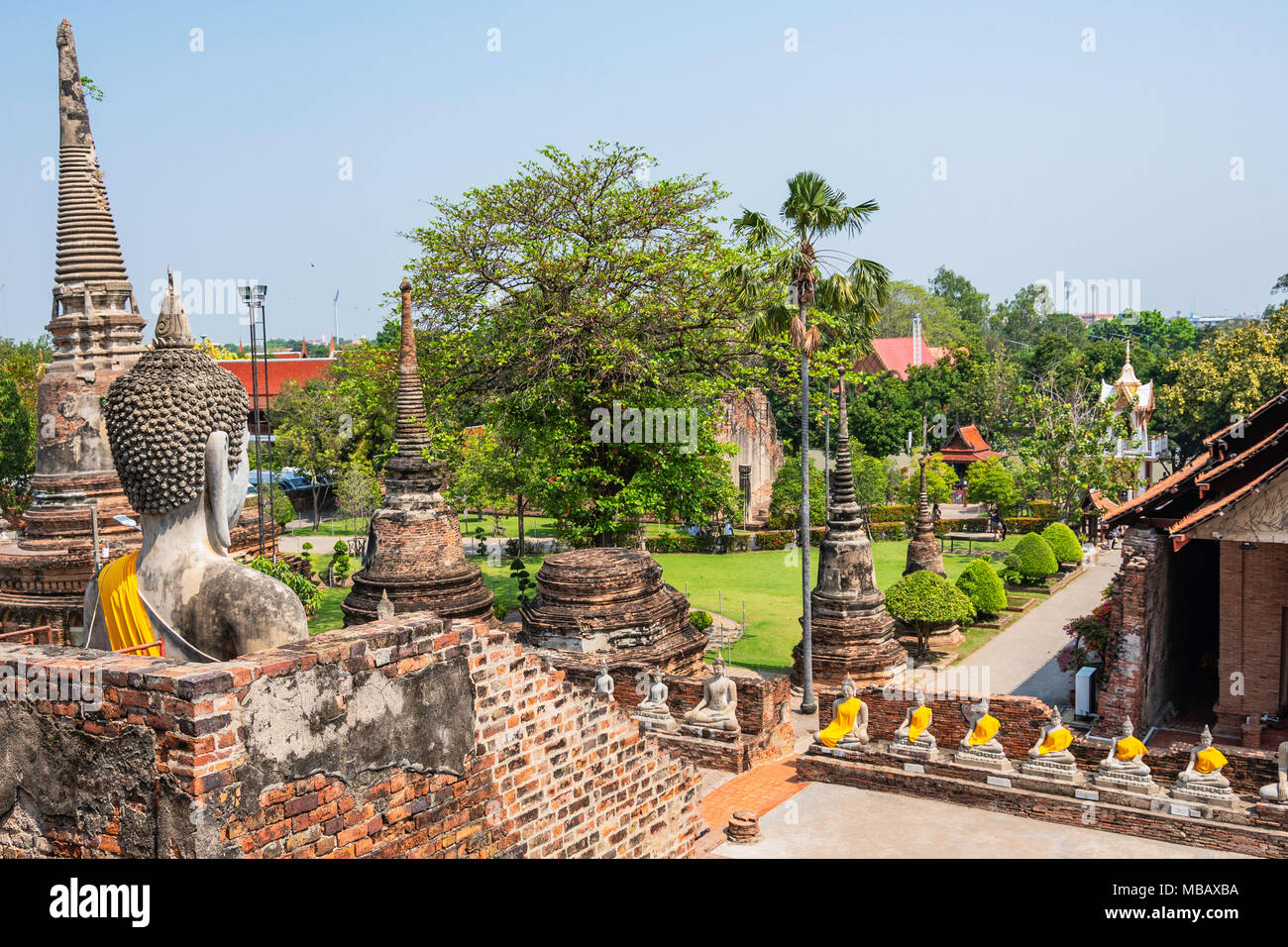 Ayutthaya historische Ruinen der finanziellen und geistigen Hauptstadt des verschwundenen Königreich Siam im Jahr 1767, wenn es wurde durch die Invasion der Burmesischen. Deklariert Stockfoto