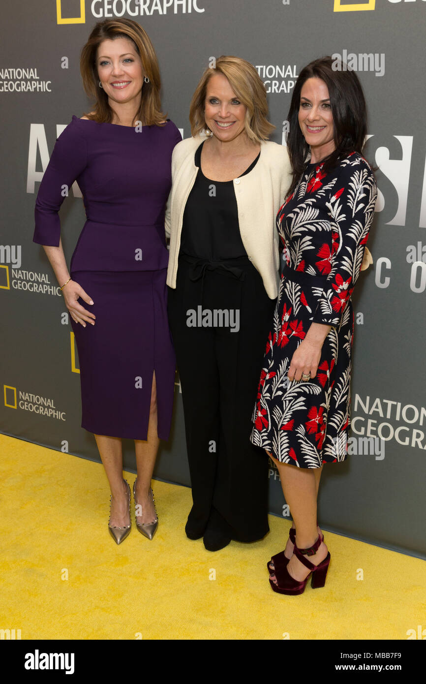 New York, USA. 9 Apr, 2018. Norah O'Donnell, Katie Couric, Courteney Monroe an National Geographic präsentiert Amerika Inside Out mit Katie Couric im Museum für Moderne Kunst Credit: Lev radin/Alamy leben Nachrichten Stockfoto
