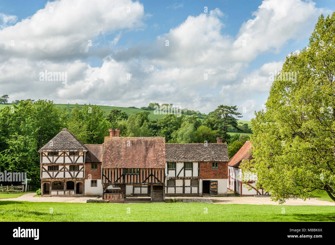 Historische Häuser im Weald & Downland Open Air Museum in Singleton, West Sussex, England Stockfoto