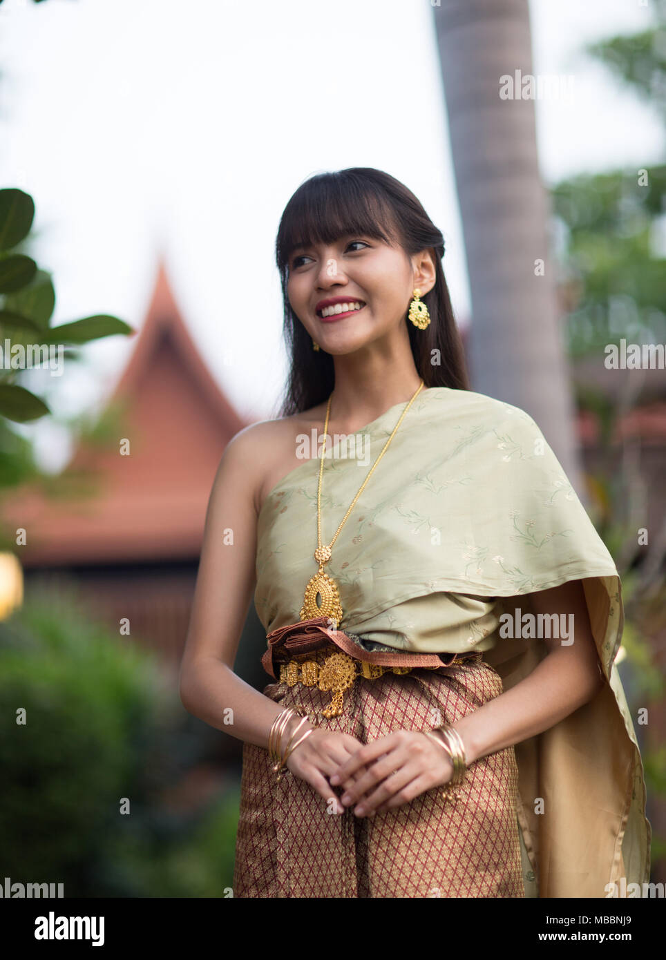 Schöne junge Thai Girl mit Thai alten Stil Dressing Stockfoto