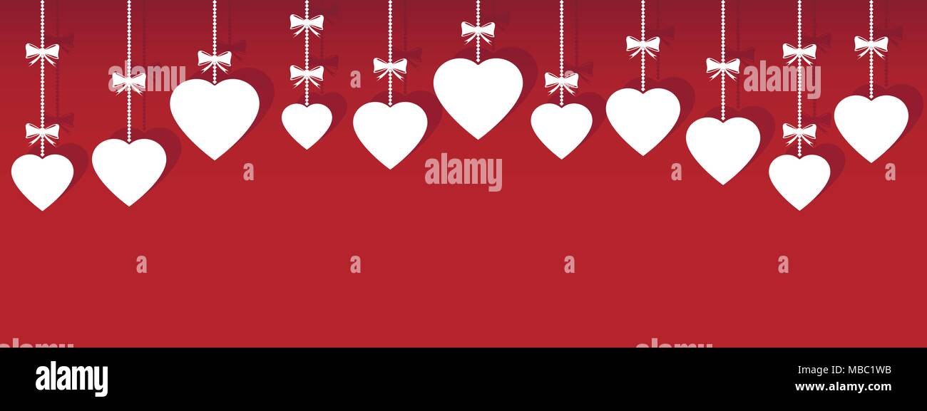 Valentines Tag hängende Ornamente mit Schatten Stock Vektor