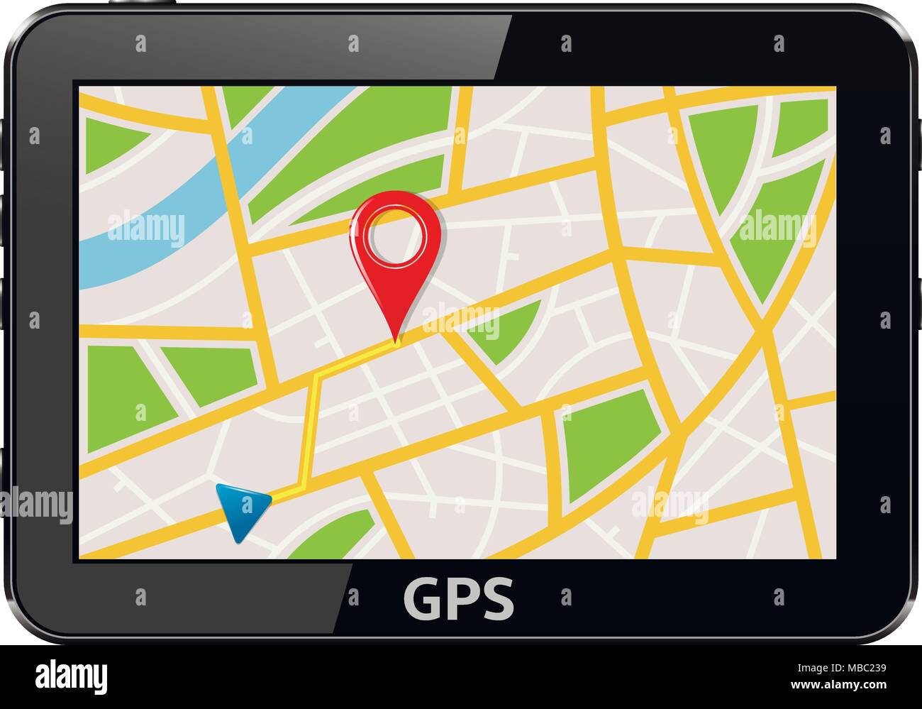 GPS-Navigationssystem Gerät. Auf einem weißen Hintergrund. Vector Illustration. Stock Vektor