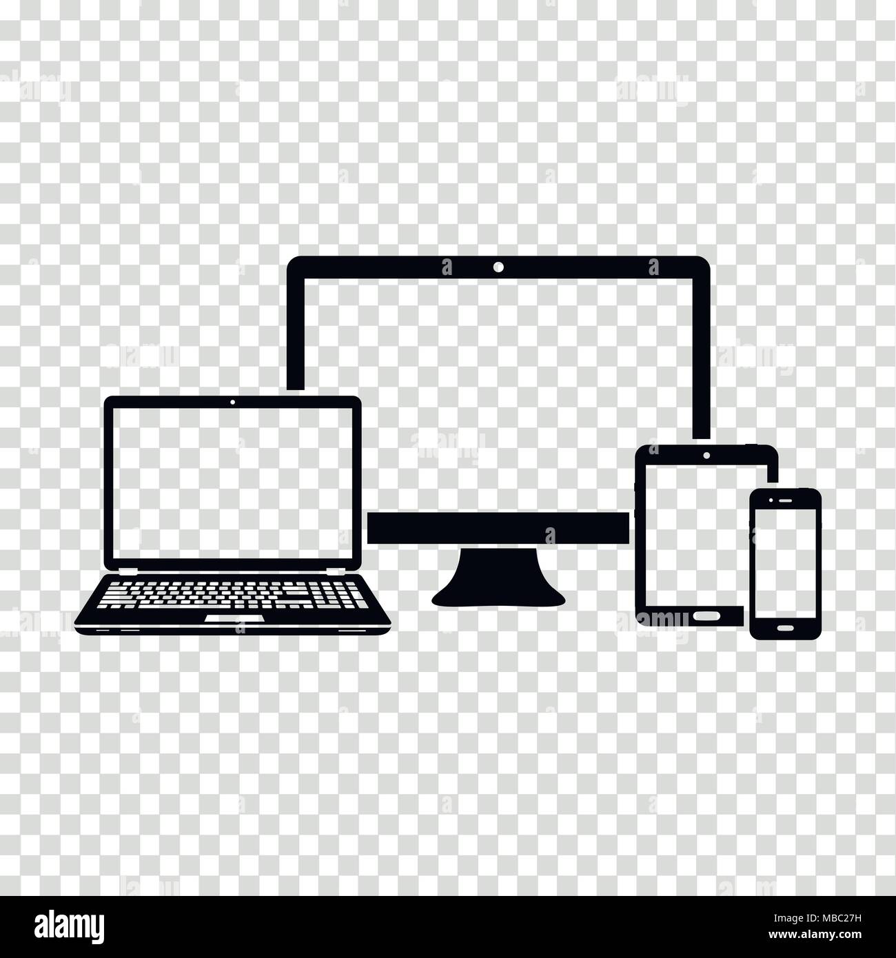 Satz elektronischer Geräte Symbol, Vector Illustration Stock Vektor