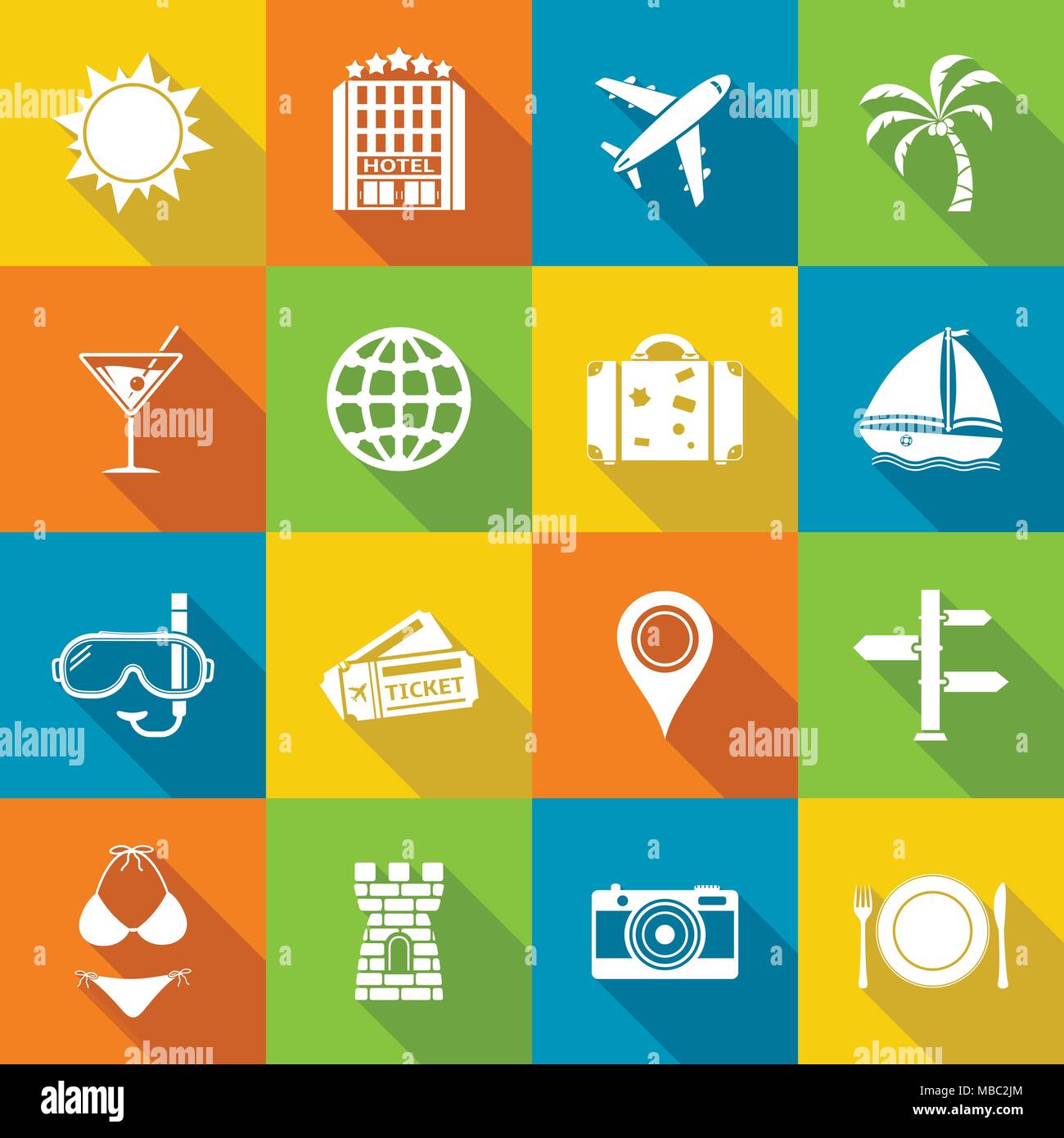 Reisen Symbole im flachen Design Style. Vector Illustration Stock Vektor