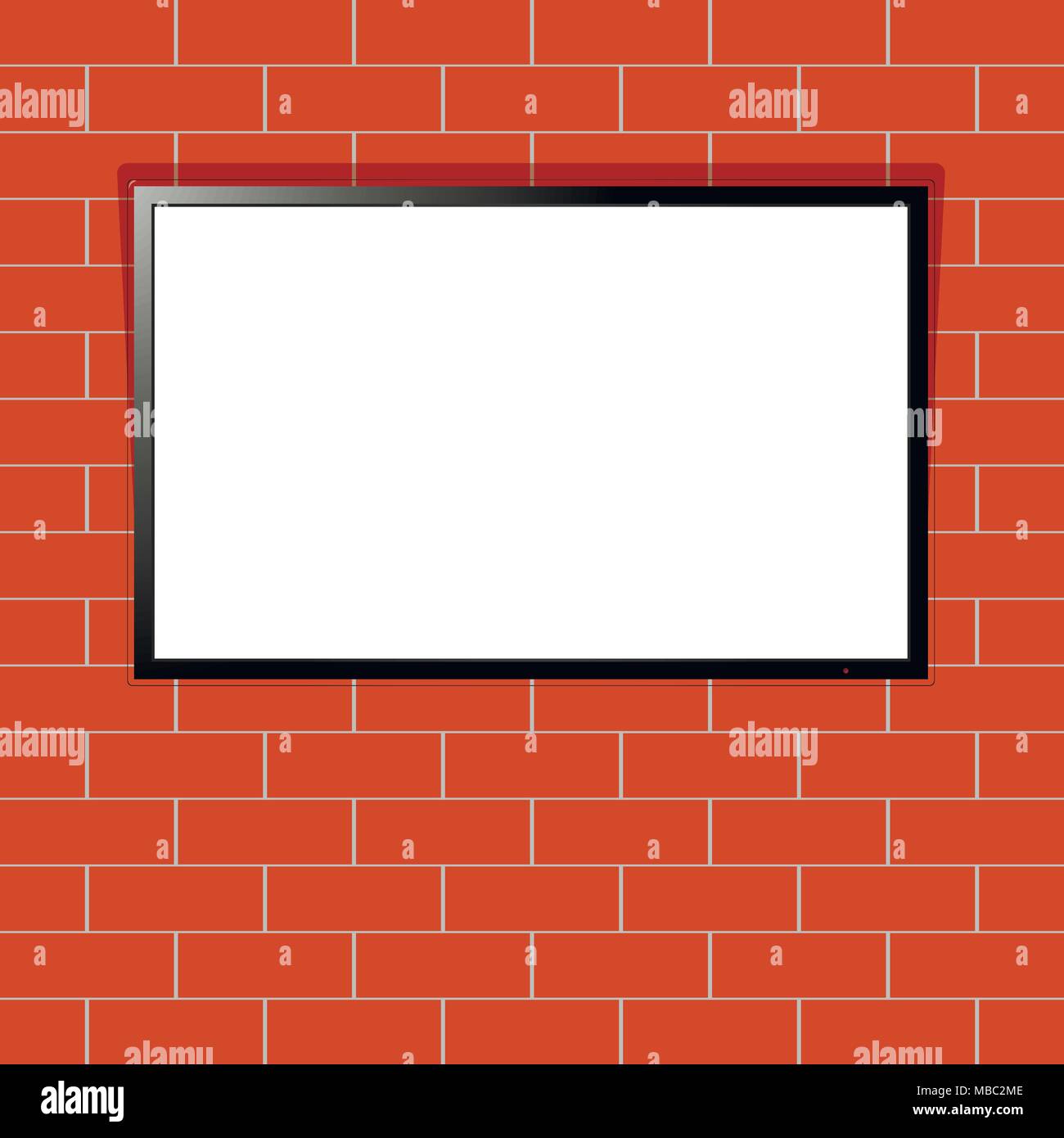 Moderne TV mit leeren Bildschirm auf Red brick wall. Smart TV Display mockup. Leere fernsehen Vorlage. Stock Vektor