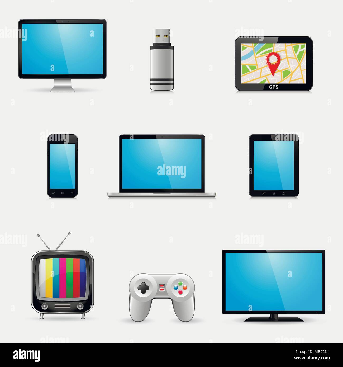 Elektronische Geräte und Multimedia gadgets Symbole. Vector Illustration. Stock Vektor