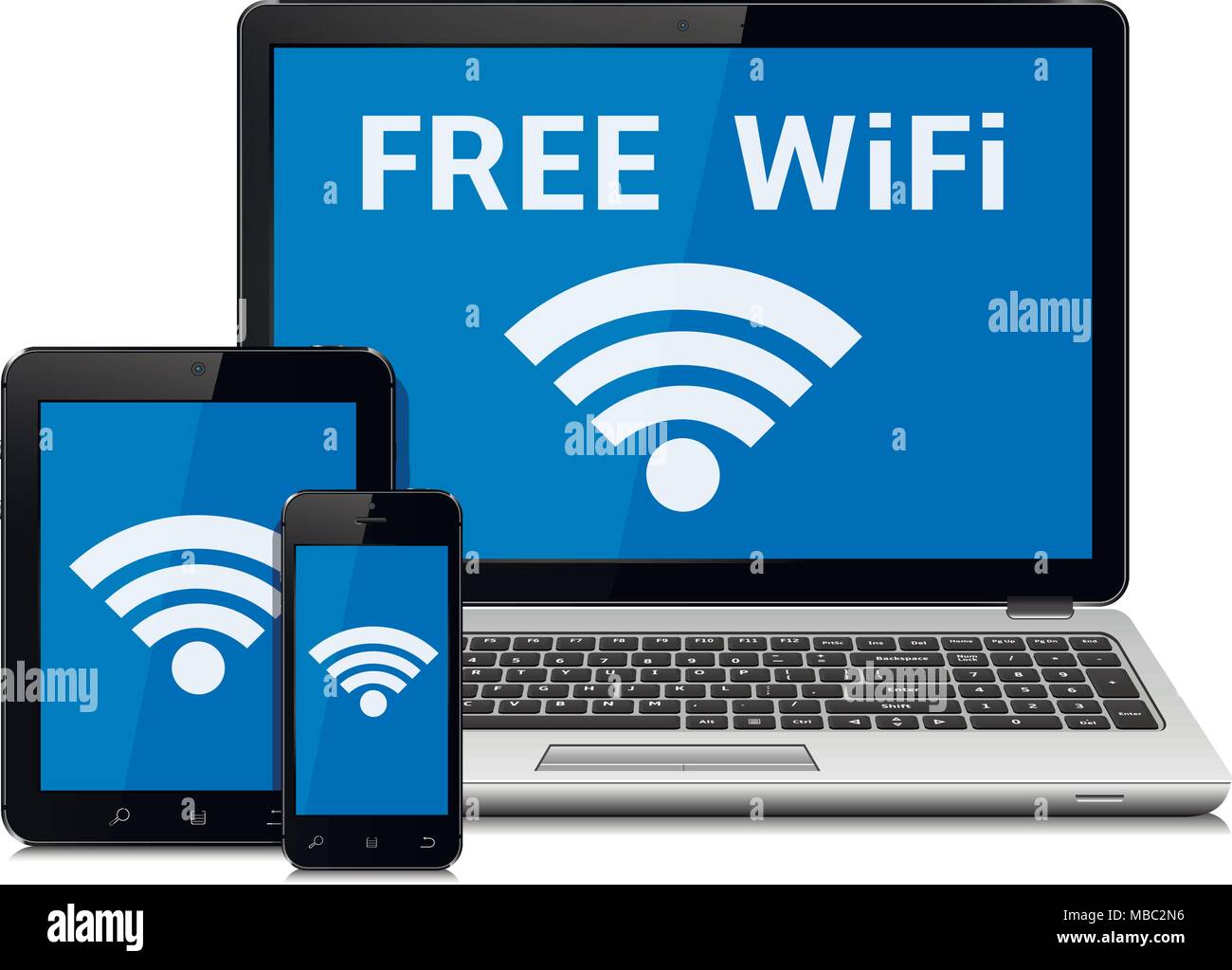 Drahtlose Geräte und Wifi internet verbindung Symbol. Vector Illustration. Stock Vektor