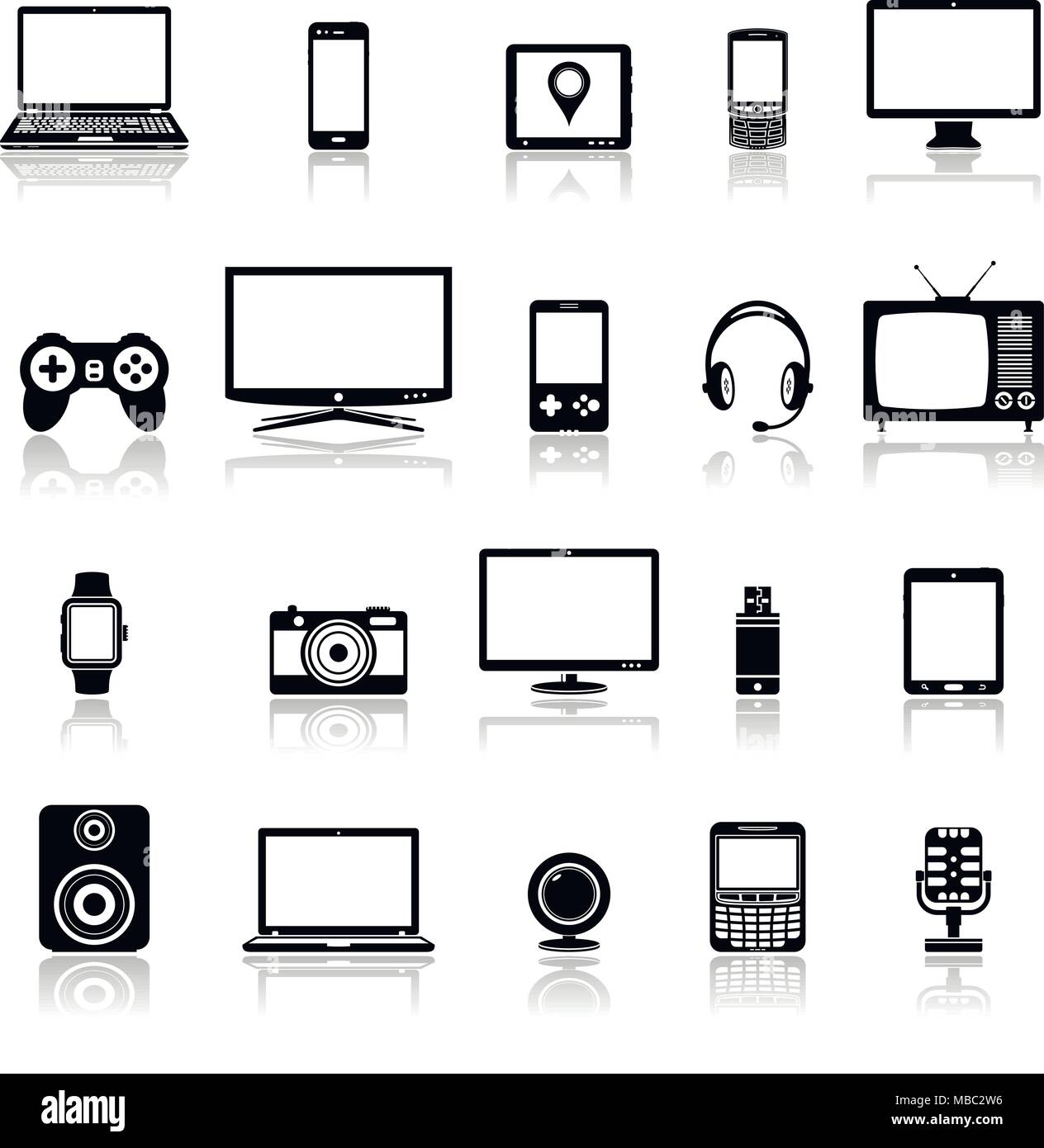 Moderne digitale Geräte und elektronische Geräte Symbole. Vector Illustration. Stock Vektor