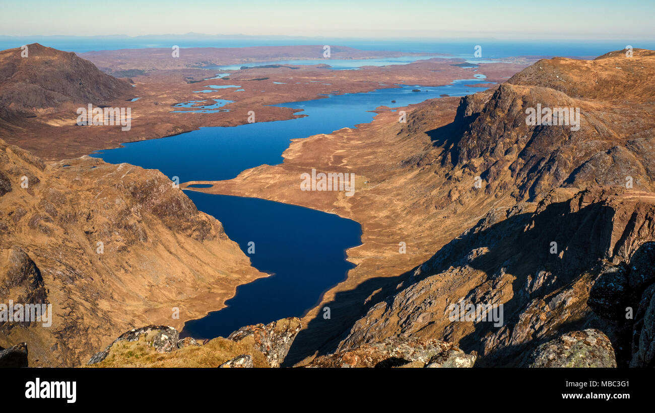 Ein "Mhaighdean ist als einer der entlegensten schottischen Munros betrachtet. Es hat einen der schönsten Aussichtspunkte in Großbritannien. Stockfoto