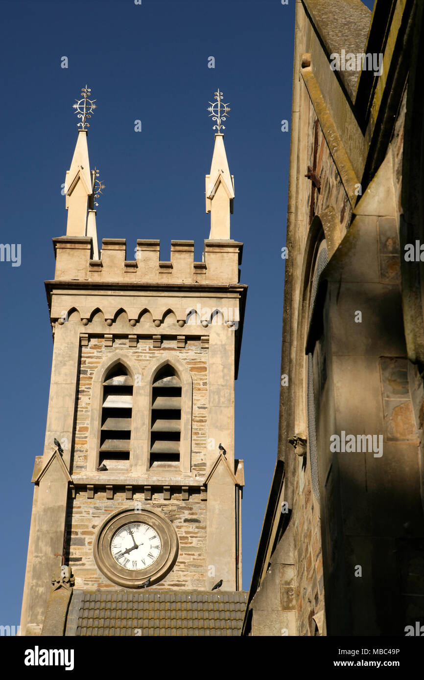 Glockenturm und Uhr in der Unionskirche, Strathalbyn Australien, ca. 1936 Stockfoto