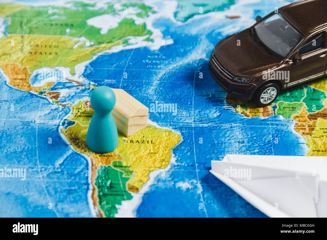 Die Route der Automobil- oder Flug reisen. Planung Aktiv Urlaub, interessante Reise. Stockfoto