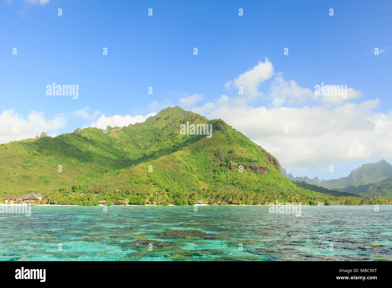 Das schöne Meer und Moorae Insel Tahiti, Papeete, Französisch-Polynesien Stockfoto