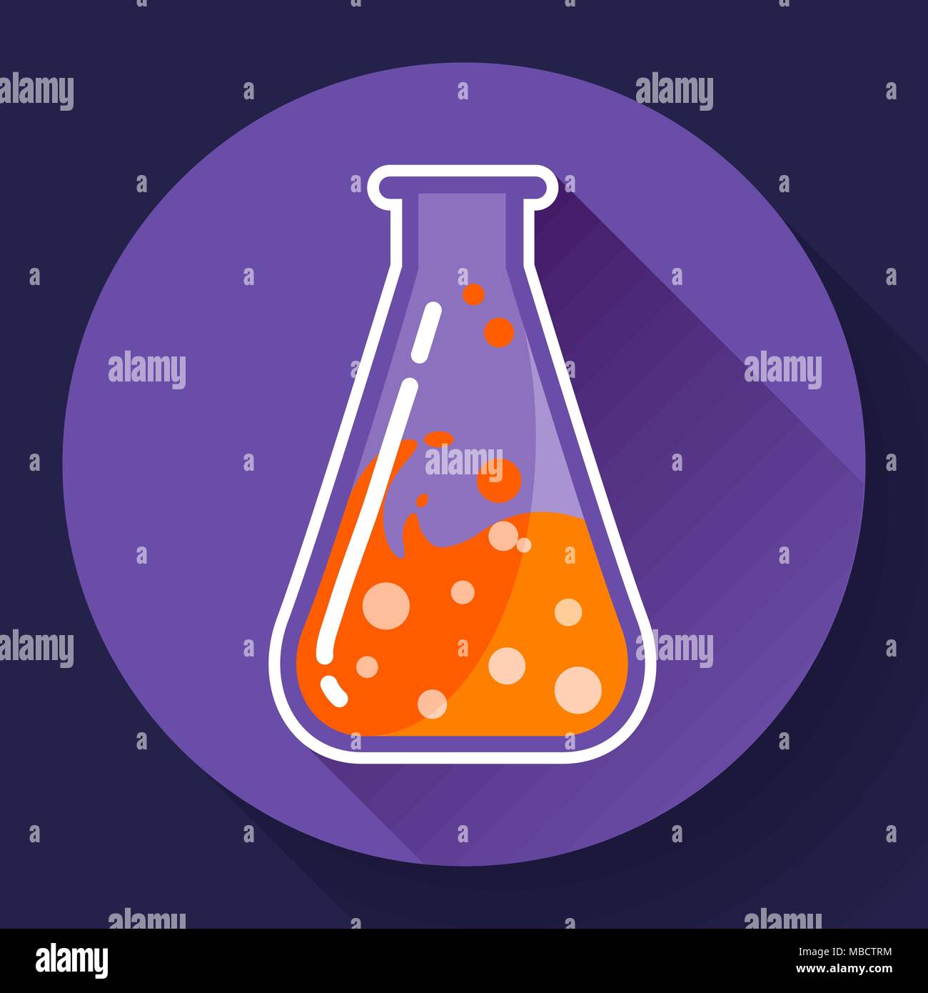 Chemielabor dreieckige Flasche mit liquid-Symbol. Flache Design-Stil. Stock Vektor