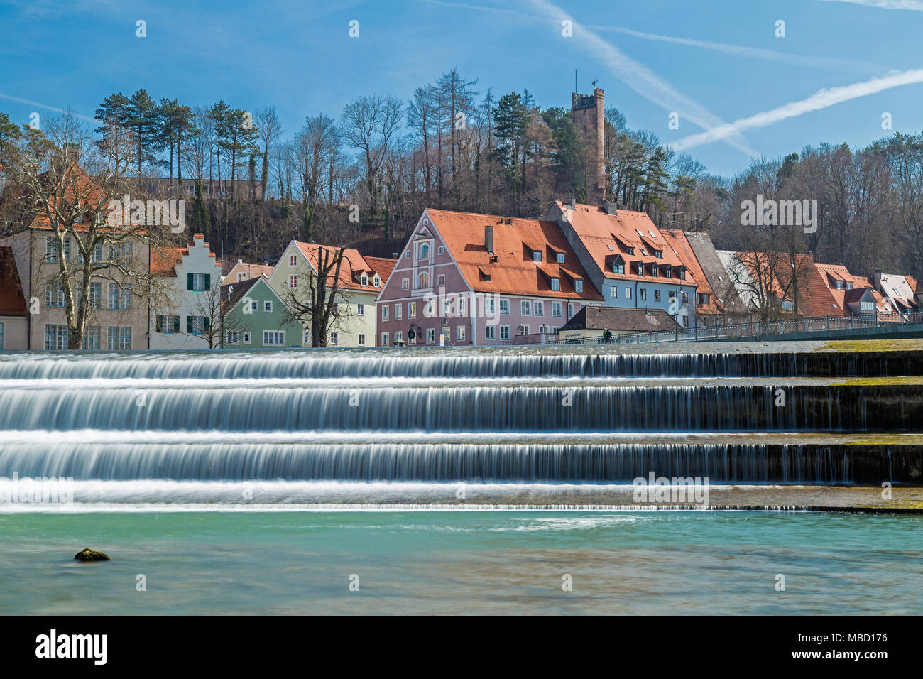 Wehr am Lech in Landsberg, Deutschland Stockfoto