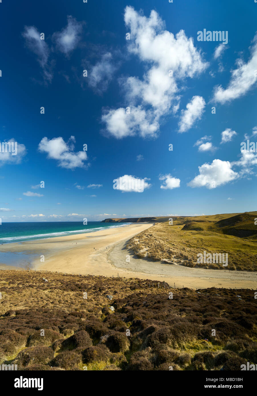 Strand Traigh Mhor an Tolsta im April auf Springfluten und einen sonnigen Tag! Stockfoto