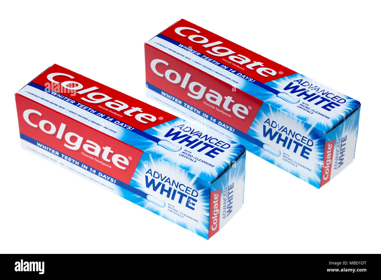Colgate erweiterte weiße Zahnpasta Stockfoto