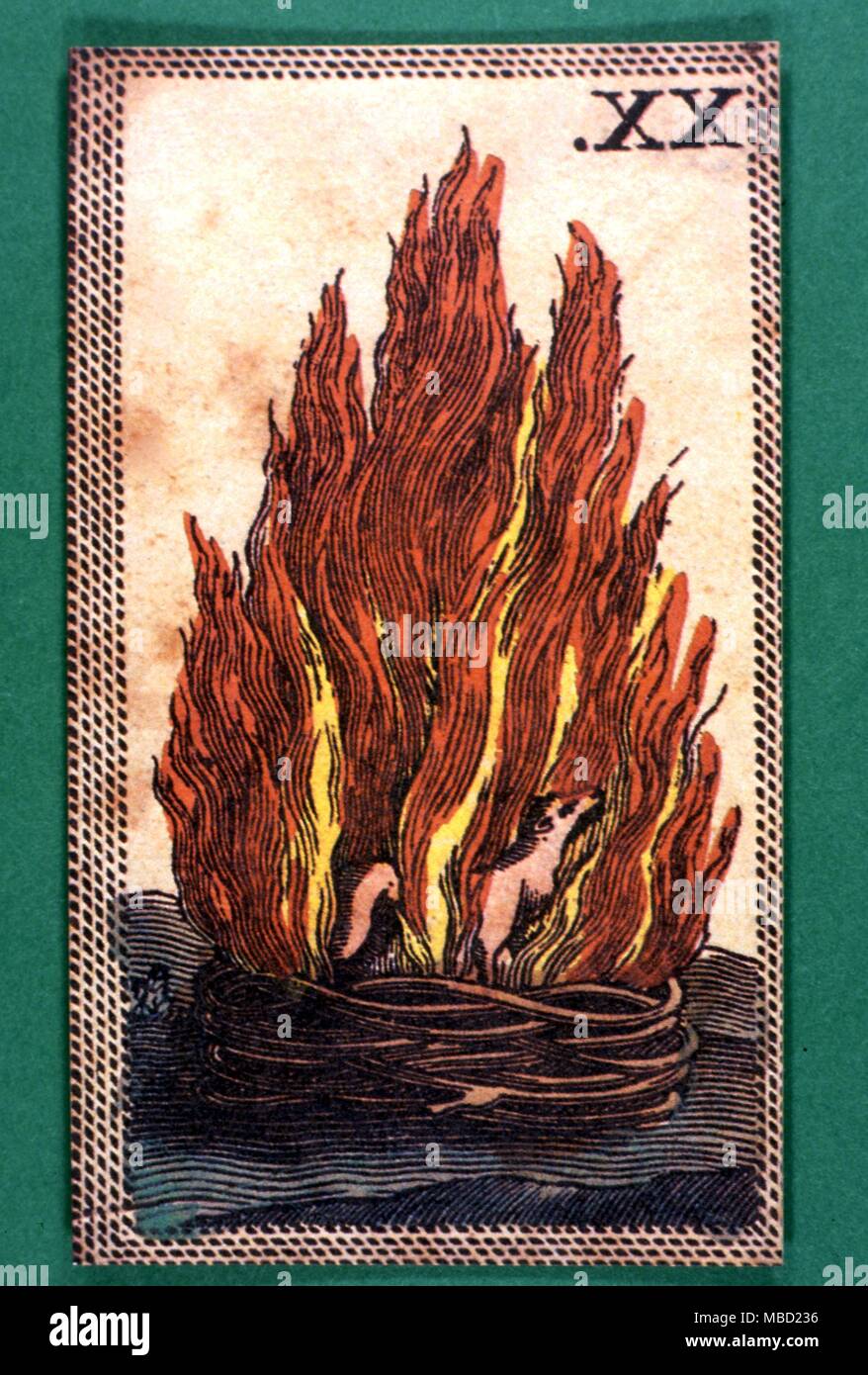 Tarot Karten - Minichiate Deck. Das Element des Feuers Stockfoto