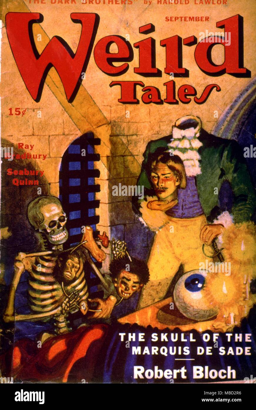 Science Fiction & Horror Magazin. Abdeckung von Weird Tales. September 1945. Kunstwerke von Pete Kuhlhoff Stockfoto