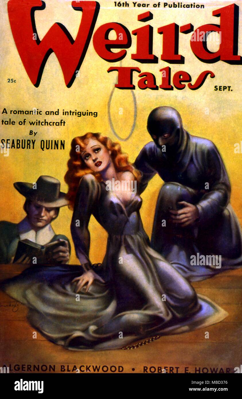 Science Fiction und Horror Zeitschriften von Weird Tales. September 1938. Kunstwerke von Brundage. Stockfoto