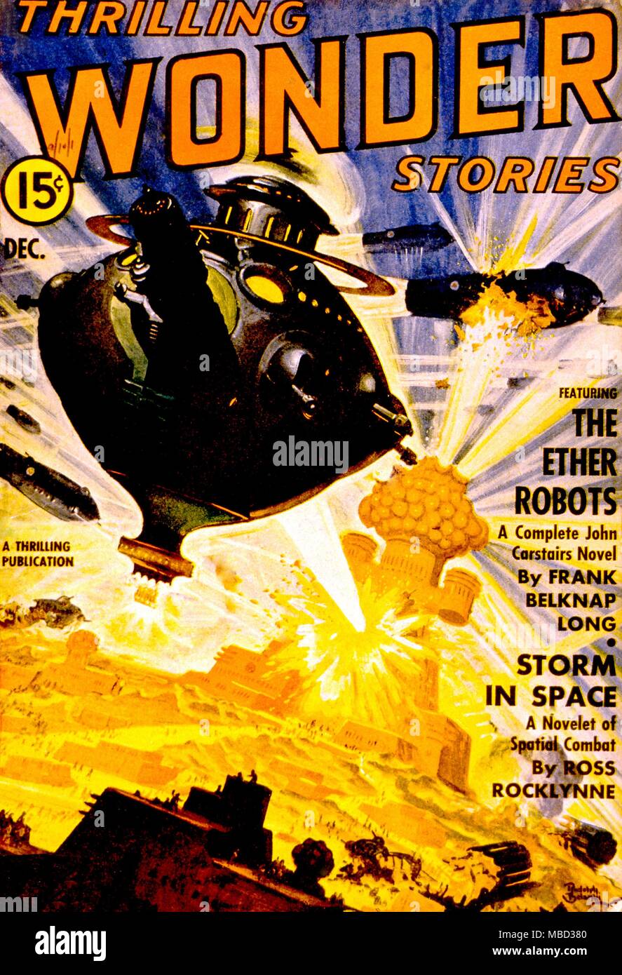 Science Fiction und Horror Zeitschriften. Cover von 'Wonder Stories". Stockfoto
