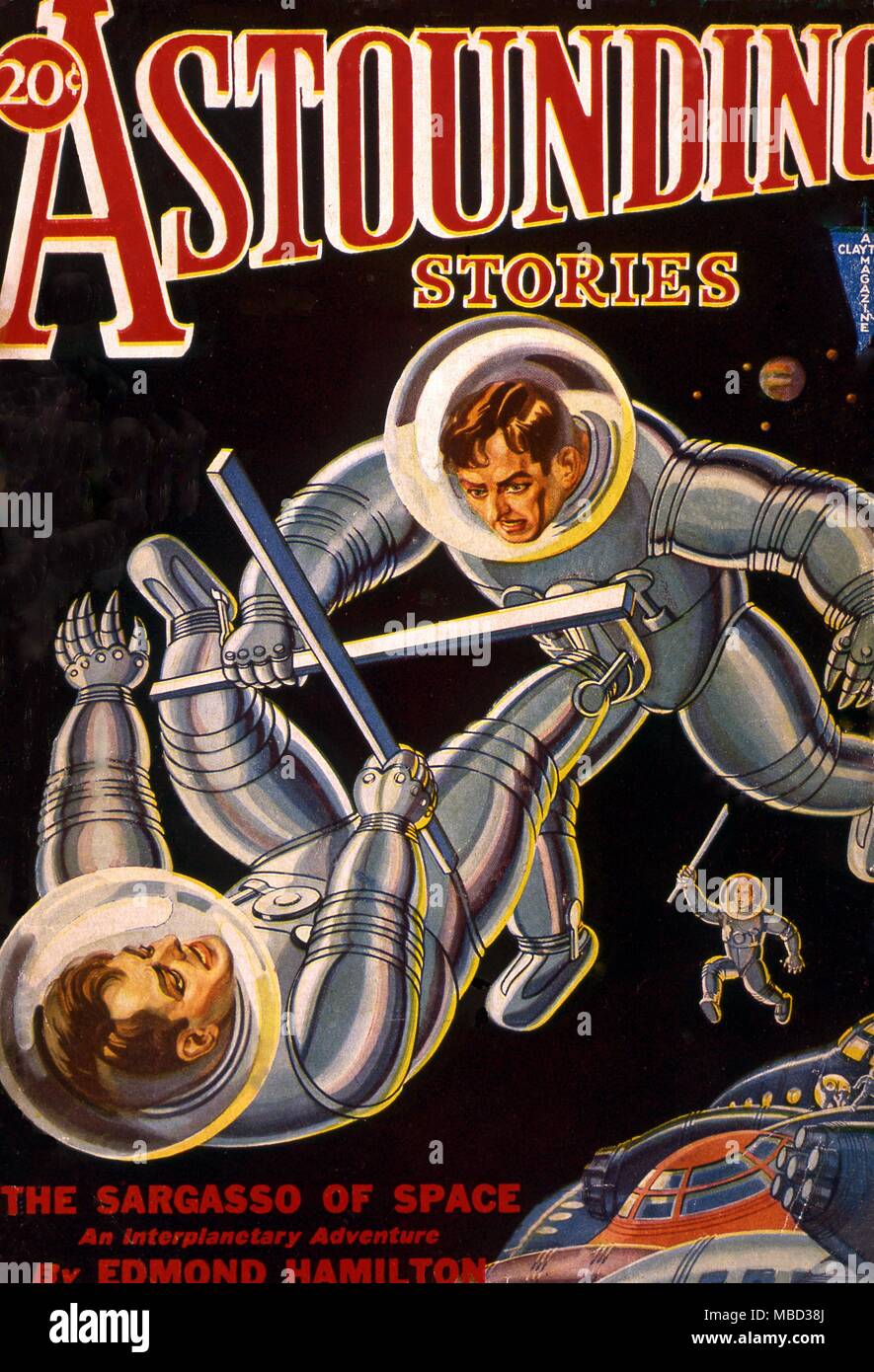 Science Fiction und Horror Zeitschriften. Cover von 'erstaunliche Geschichten" Stockfoto