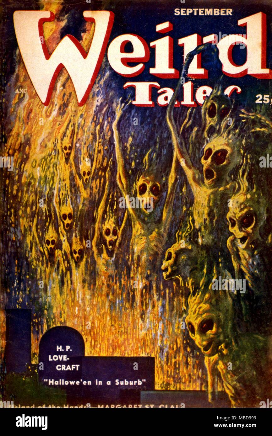 Science Fiction und Horror Zeitschriften von Weird Tales. September 1952. Artwork von Dämonen von Virgil Finlay Stockfoto