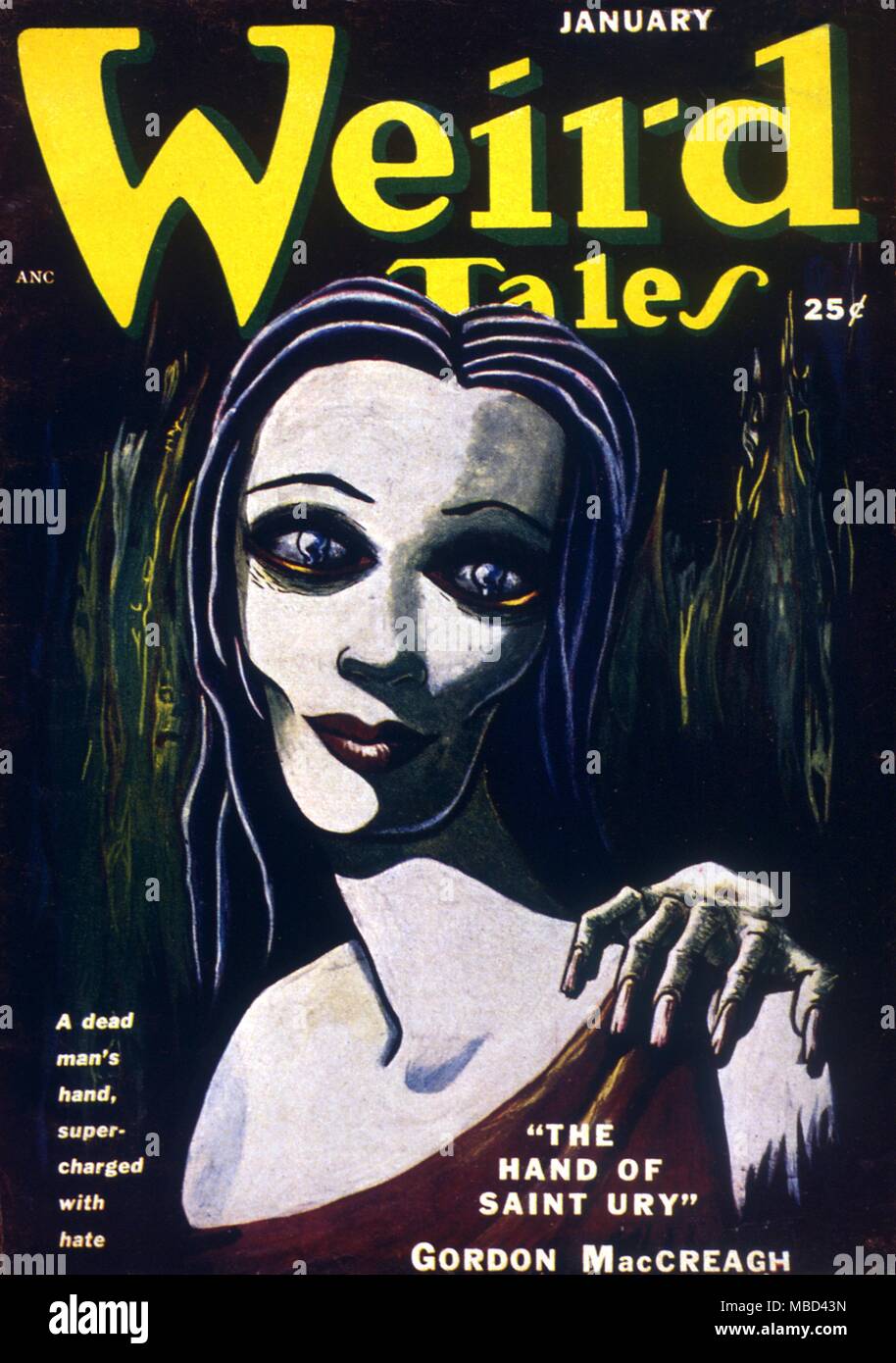 Science Fiction und Horror Magazine - Weird Tales Jacke - Januar 1951 - Kunstwerk von Charles A. Kennedy - ©/Charles Walker Science Fiction und Horror Zeitschriften Stockfoto