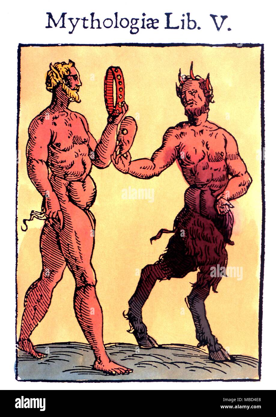 Der griechischen Mythologie. Der große Gott Pan, aus dem siebzehnten Jahrhundert Drucken von Natalis Comitis ''Mythologiae' Stockfoto