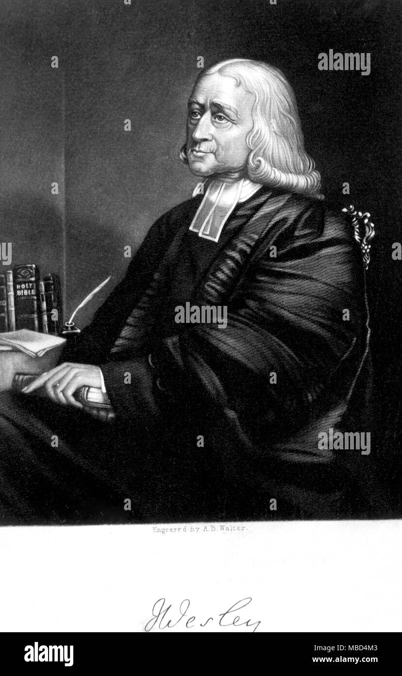Portrait von Wesley, der über die Epworth poltergeist Hauntings in seiner Familie zu Hause in 1715 schrieb und andere übernatürliche wahre Geschichten. ©/Charles Walker Stockfoto