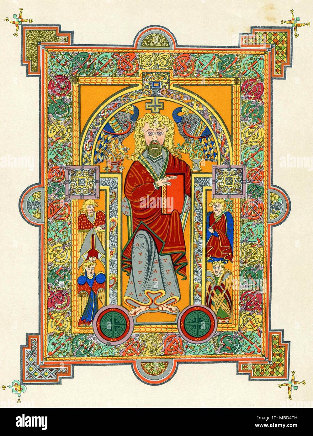 SAINTS-EVANGELISTEN MATTHÄUS 19. Jahrhundert Lithographie basierend auf dem Buch von Kells (ca. 650-690 AD). Stockfoto