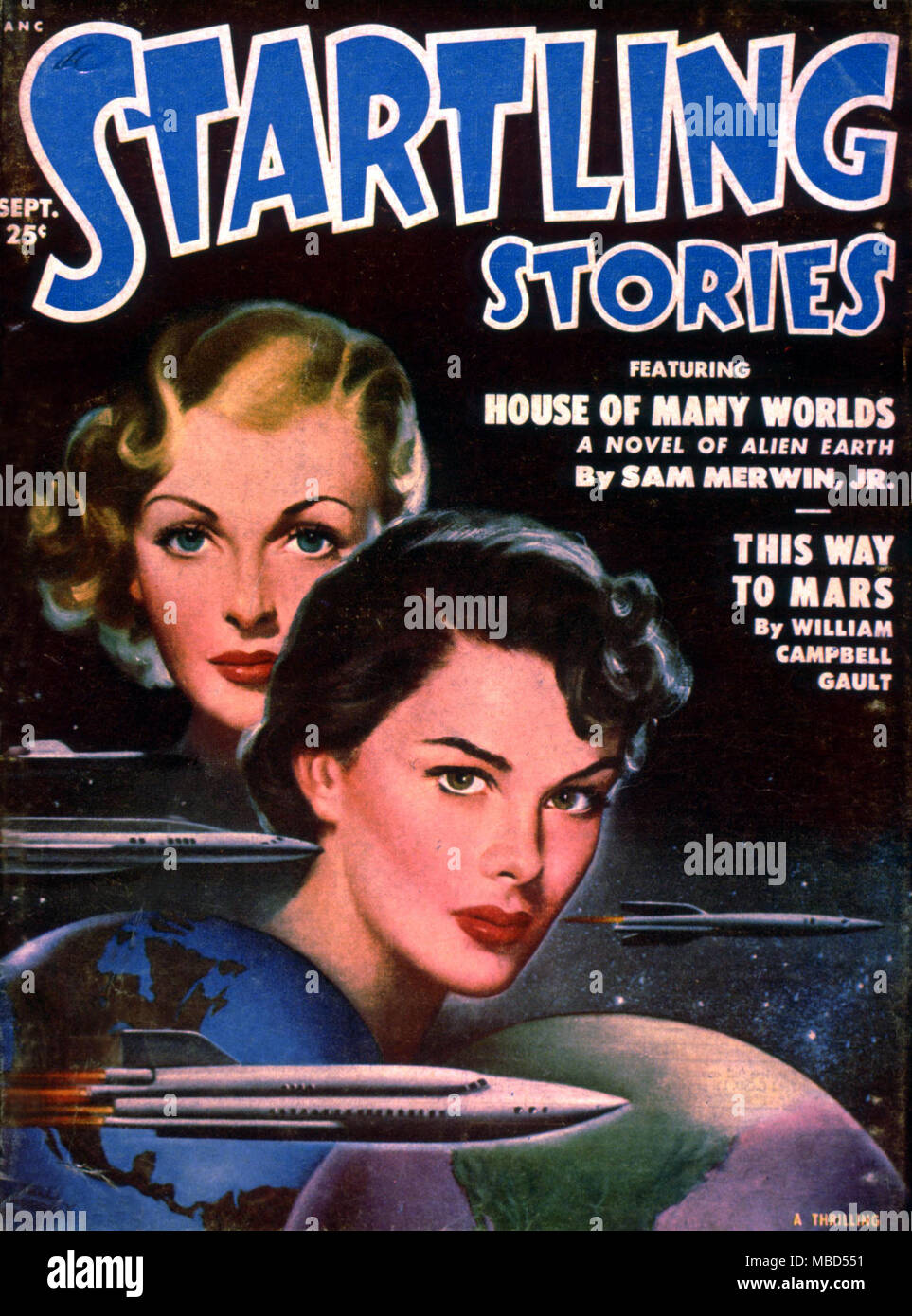 Science Fiction & Horror Magazin. Abdeckung der überraschende Geschichten. September 1951 Stockfoto