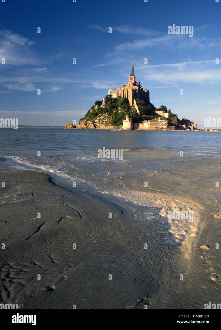 Mont St. Michel, Normandie, Frankreich. Das heiligste der vielen Michael Mounts. Stockfoto