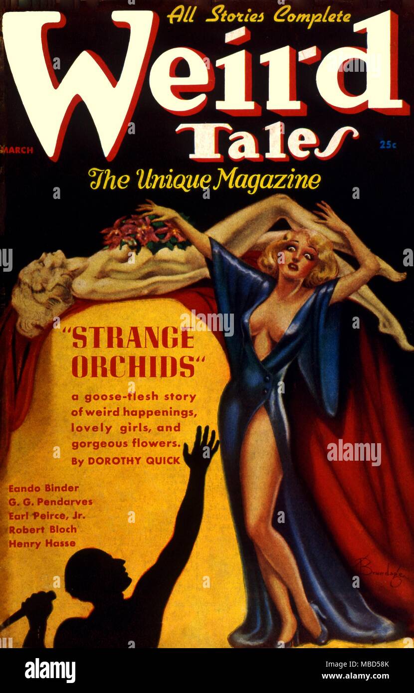Science Fiction und Horror Magazin. Abdeckung von Weird Tales, März 1937. Kunstwerke von Brundage Stockfoto