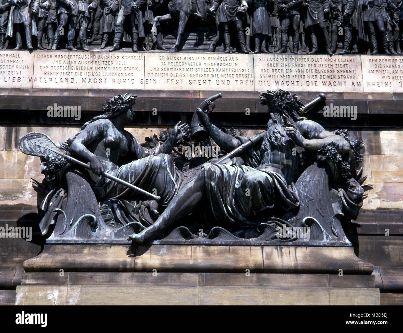 Germanische Mythologie. Die deutsche Memorial, das Niederwald Denkmal in der Nähe von Rüdesheim. Stockfoto