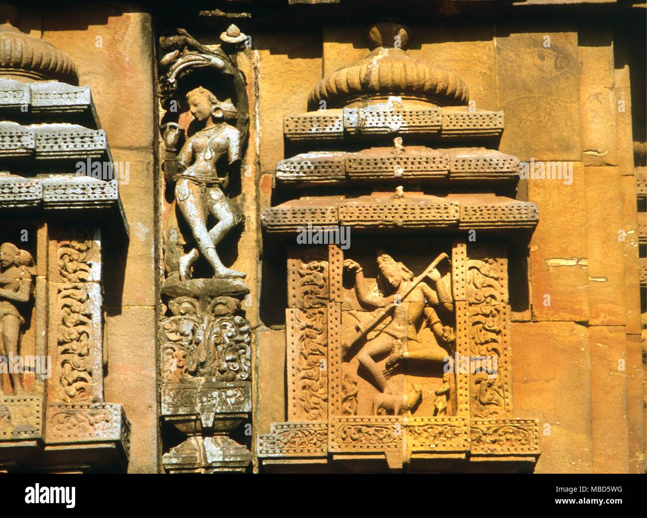 Indien - Bhubaneswar Skulpturen Details auf der Bhubanesvar Brahmeswar Tempel am neunten Jahrhundert 9. Jahrhundert Stockfoto
