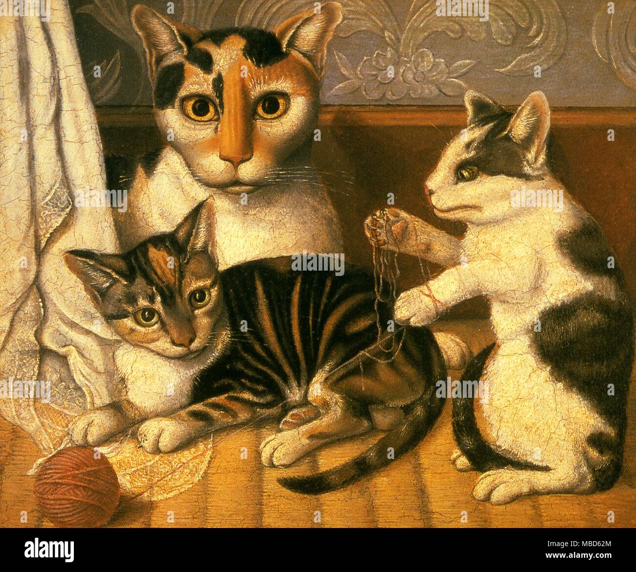 Cat Malerei American Folk Art Malerei ca. 1880 Stockfoto