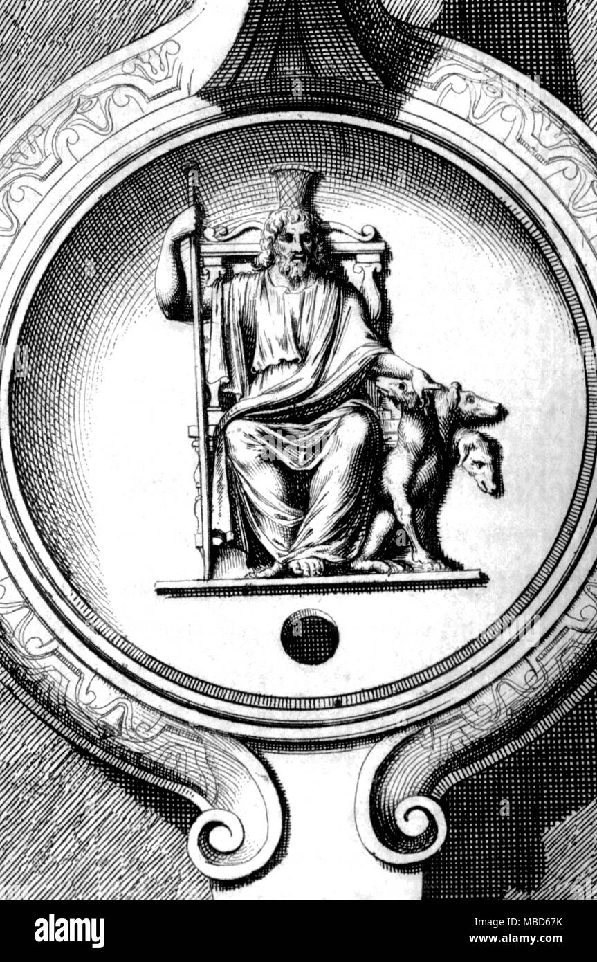 Pluto mit seinem dreiköpfigen Hund, Cereberus, von graecarum Antiquitatum, von Jacob Cronovius, 1699. - ©/Charles Walker Stockfoto