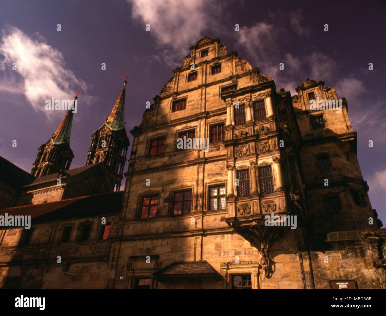 Hexerei - Bundesparteitag der alten Verwaltungsgebäude am Bamberger, von dem aus die mittelalterlichen Hexenjagd geleitet wurden, auf die Aufträge der Fürstbischöfe. Stockfoto