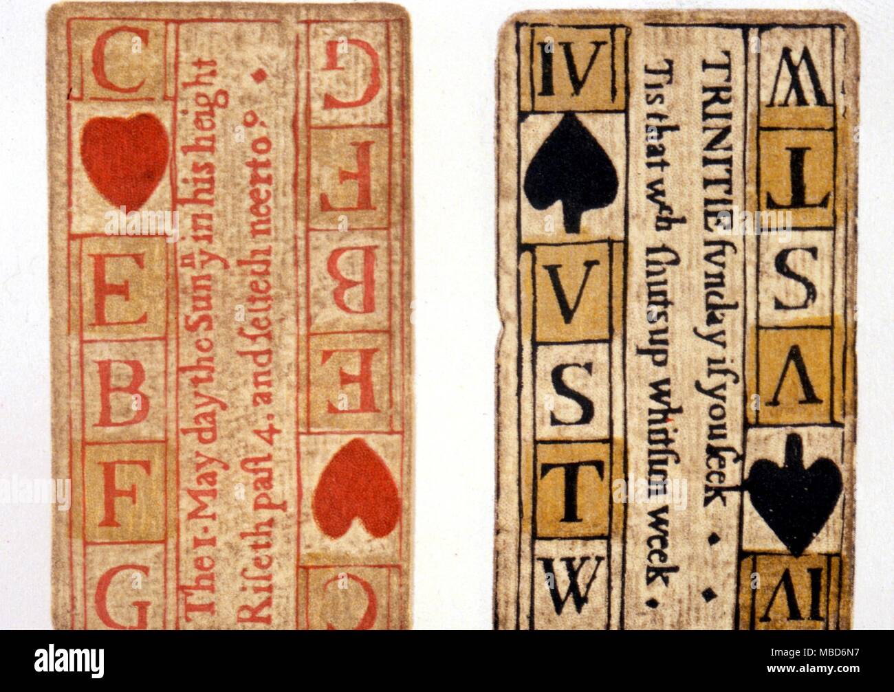 Alphabete - Kinder- Karten mit den Buchstaben des Alphabets. Anweisungen, die mit der Packung sagen, wie, Cipher, Schreiben, etc., um die Rechtschreibung der Pack genannt ist der Gelehrte Practicall Karten 1656 Stockfoto
