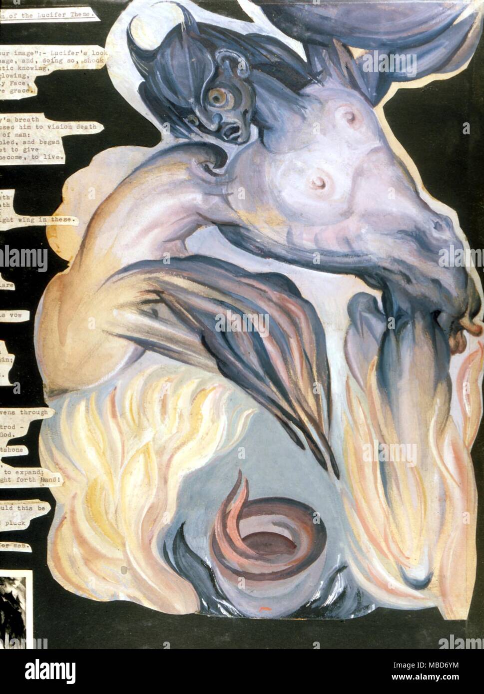 Luzifer - Studie für das Malen von Lucifer's Konzeption der rechten Hand - aus einem Skizzenbuch im Besitz der Künstlerin Fay Pomerance Stockfoto