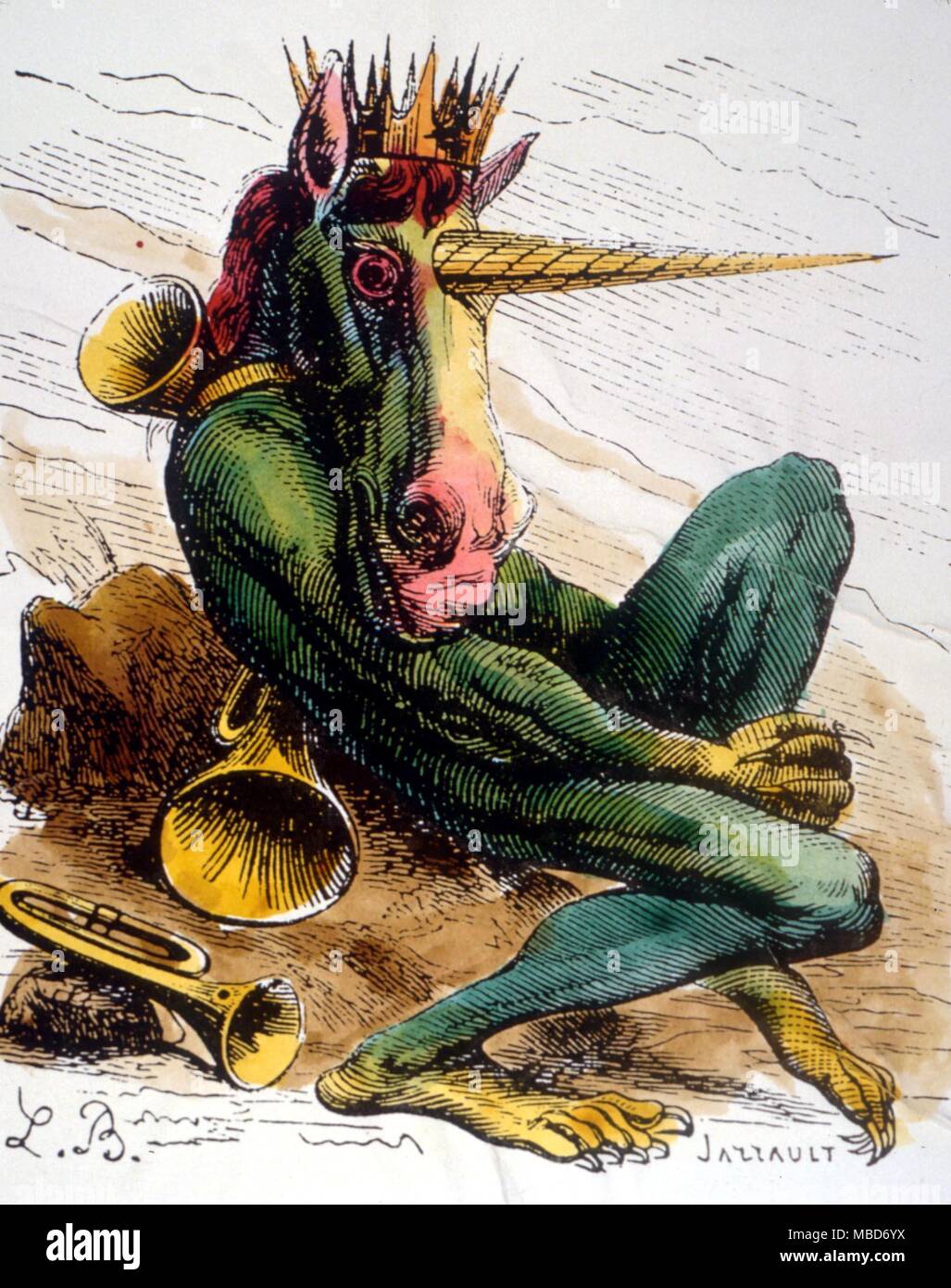 Das Einhorn Dämon, einem der 72 Geister von Salomo, von Collin de Plancy's Wörterbuch Infernal - Ausgabe 1863 Stockfoto
