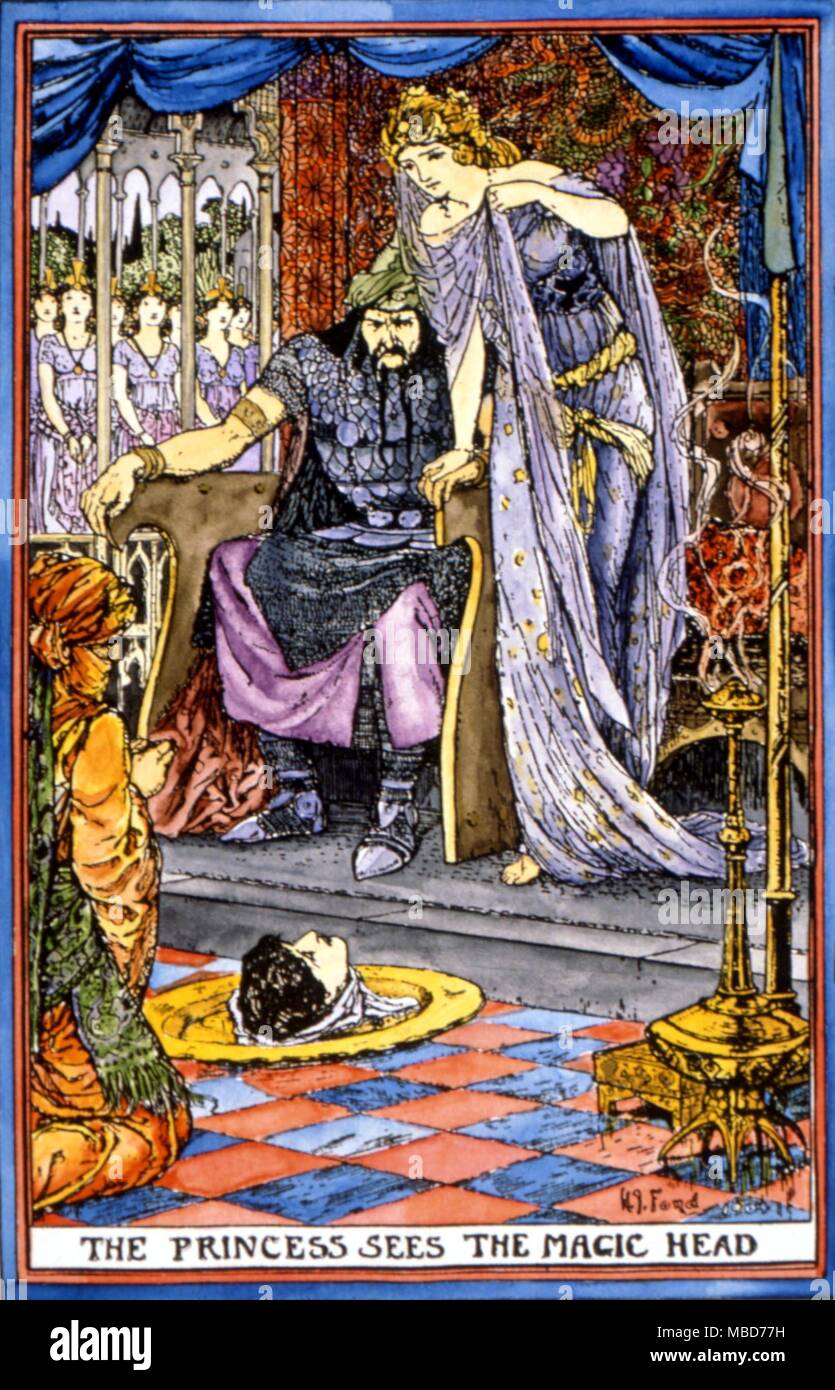 Märchen - Die Prinzessin sieht die Magic Head-Illustration von Ford an die Magie Kopf-ed von Andrew Lang für die Braune Märchen Buch Stockfoto