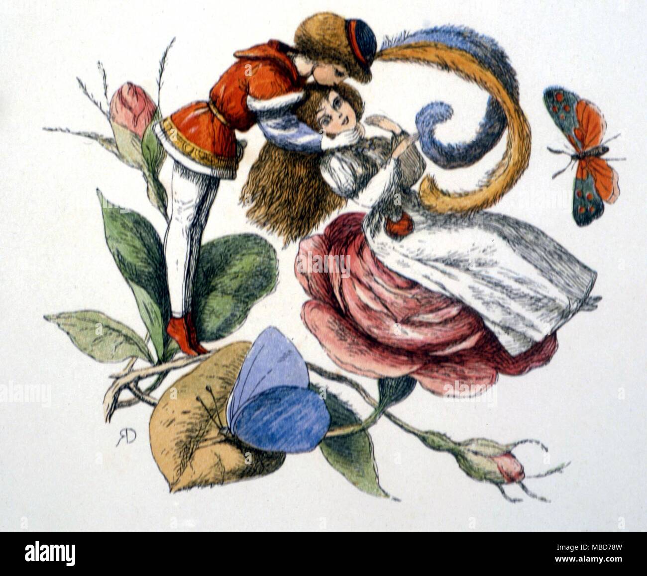 Feen und Elfen - Flirten - von Richard Doyle's In Fairyland - eine Reihe von Bildern aus dem Elf-World 1875 Stockfoto