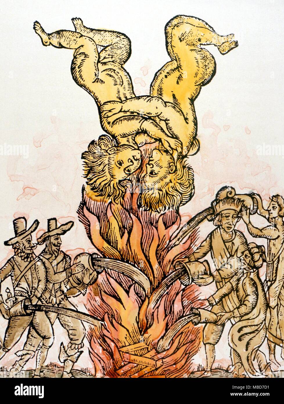 Astrologie - Zwillinge - das Bild der Zwillinge schwebt über einem Feuer. Diese "Hieroglyphen", die von der englischen Astrologin veröffentlicht, William Lilly in 1665, im Allgemeinen getroffen wurde, vorauszusagen, den großen Brand von London, 1666, London von Gemini ausgeschlossen ist. Stockfoto