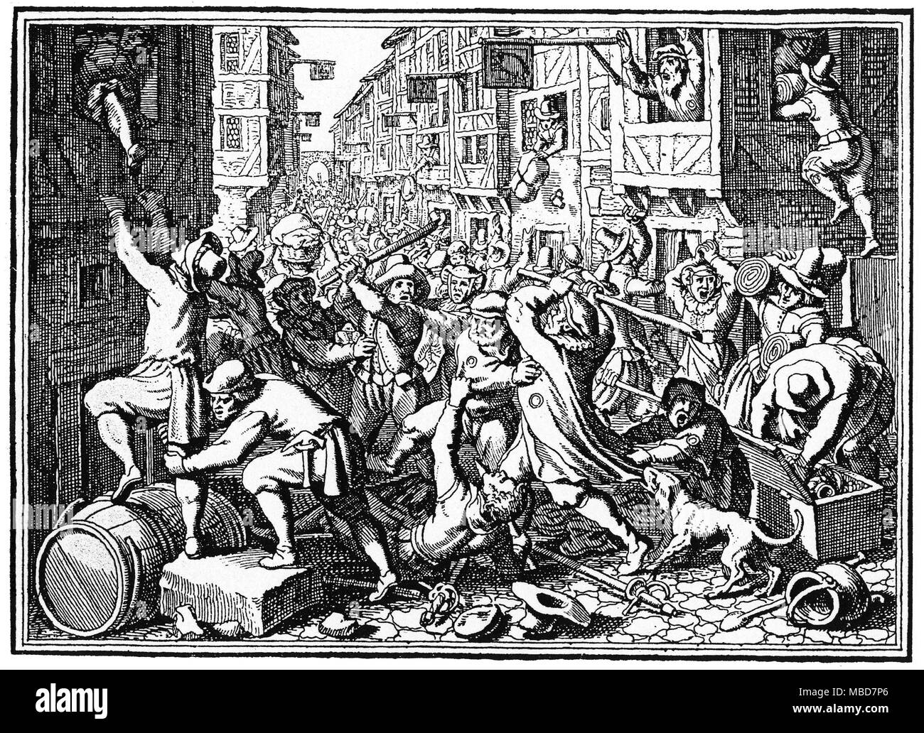 Jüdische Mythologie die Ausplünderung der Jüdischen Viertel in Frankfurt, während 1614. Von Georg Liebe, das Judentum in der deutschen Vergangenheit, 1903. Stockfoto