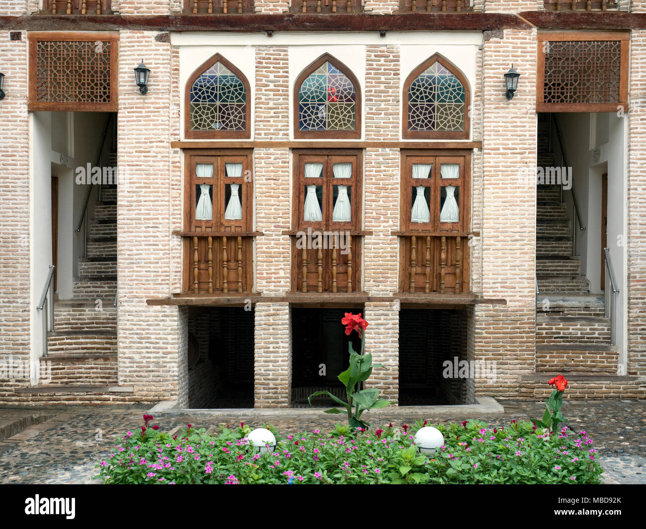 Architektonischen Details von Amir Latifi Haus, das lokale Handwerk Museum. Gorgan, Iran Stockfoto