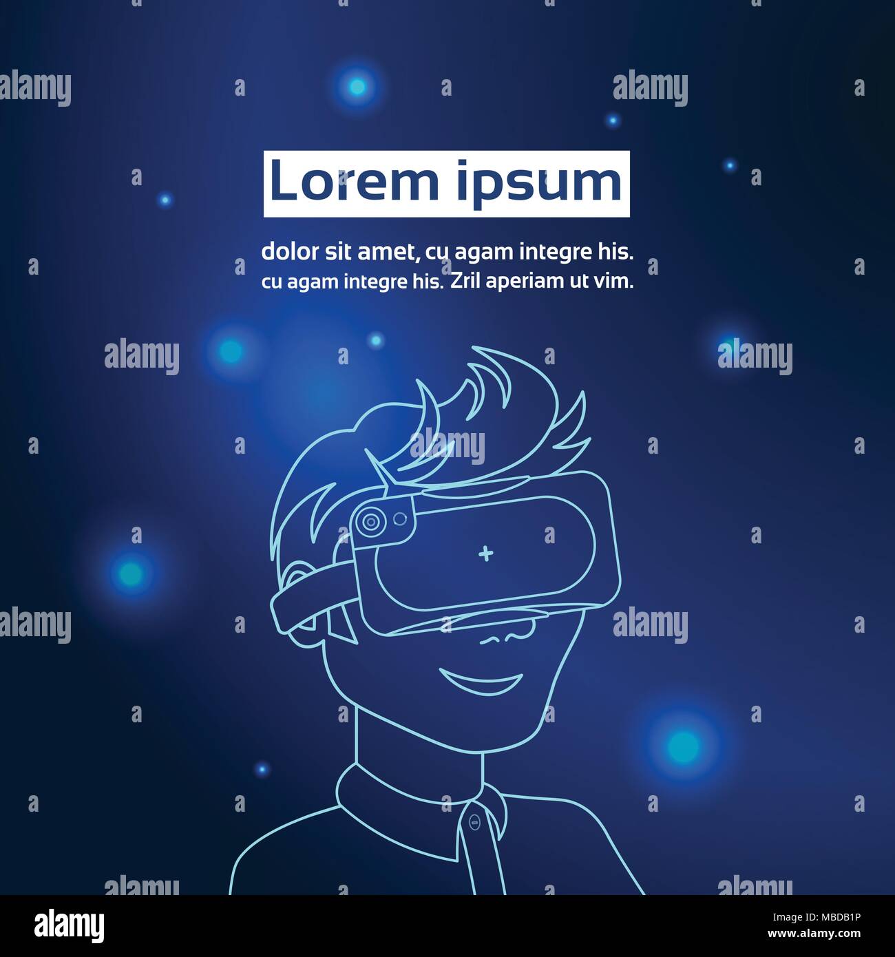 Mann Gesicht tragen Virtual Reality Brillen Moderne VR-Technologie Konzept Stock Vektor