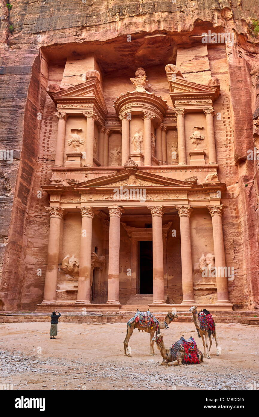 Die Schatzkammer (Al Khazneh), Petra, Jordanien, UNESCO Stockfoto