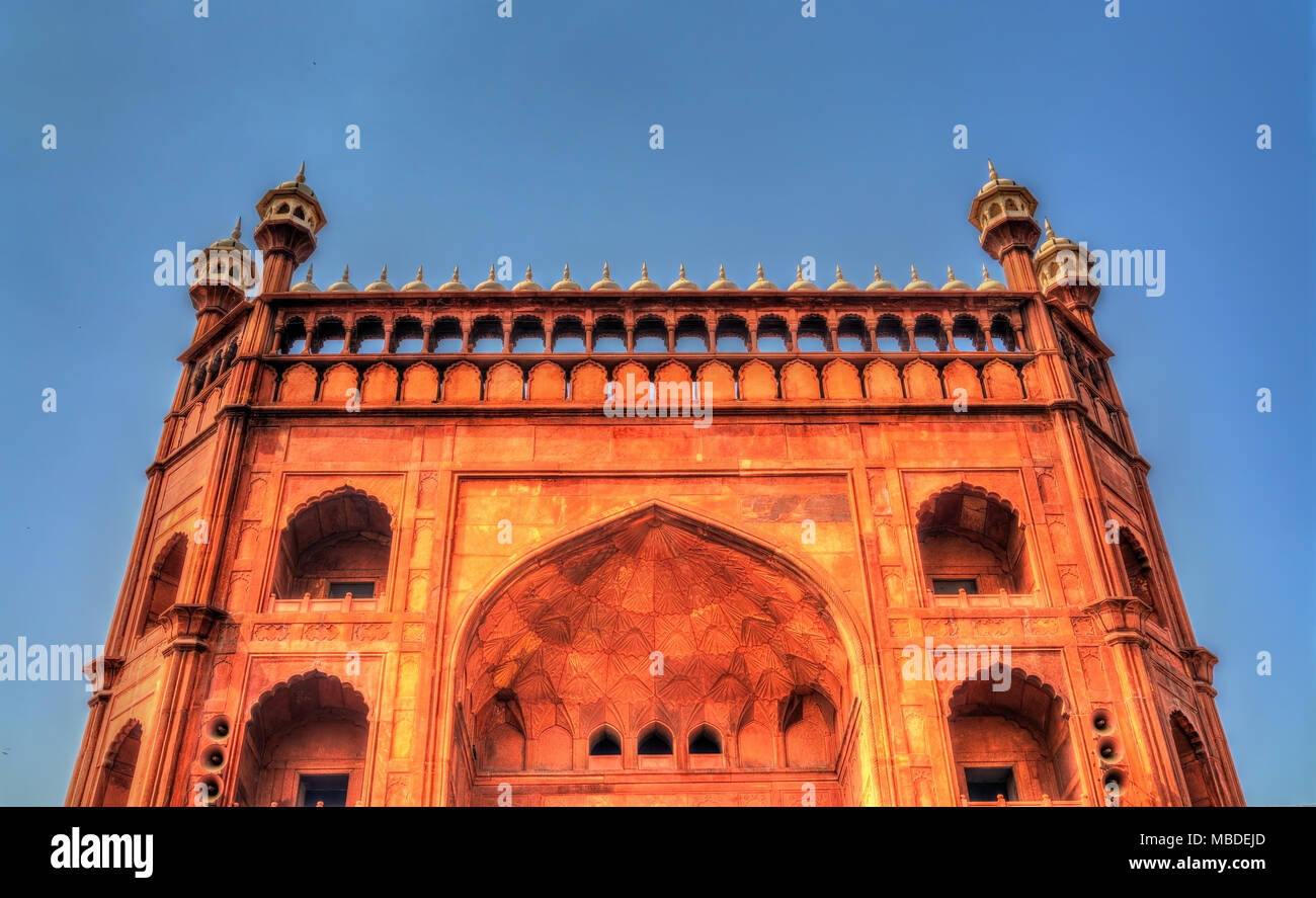 Jama Masjid, die größte Moschee von Delhi, Indien Stockfoto